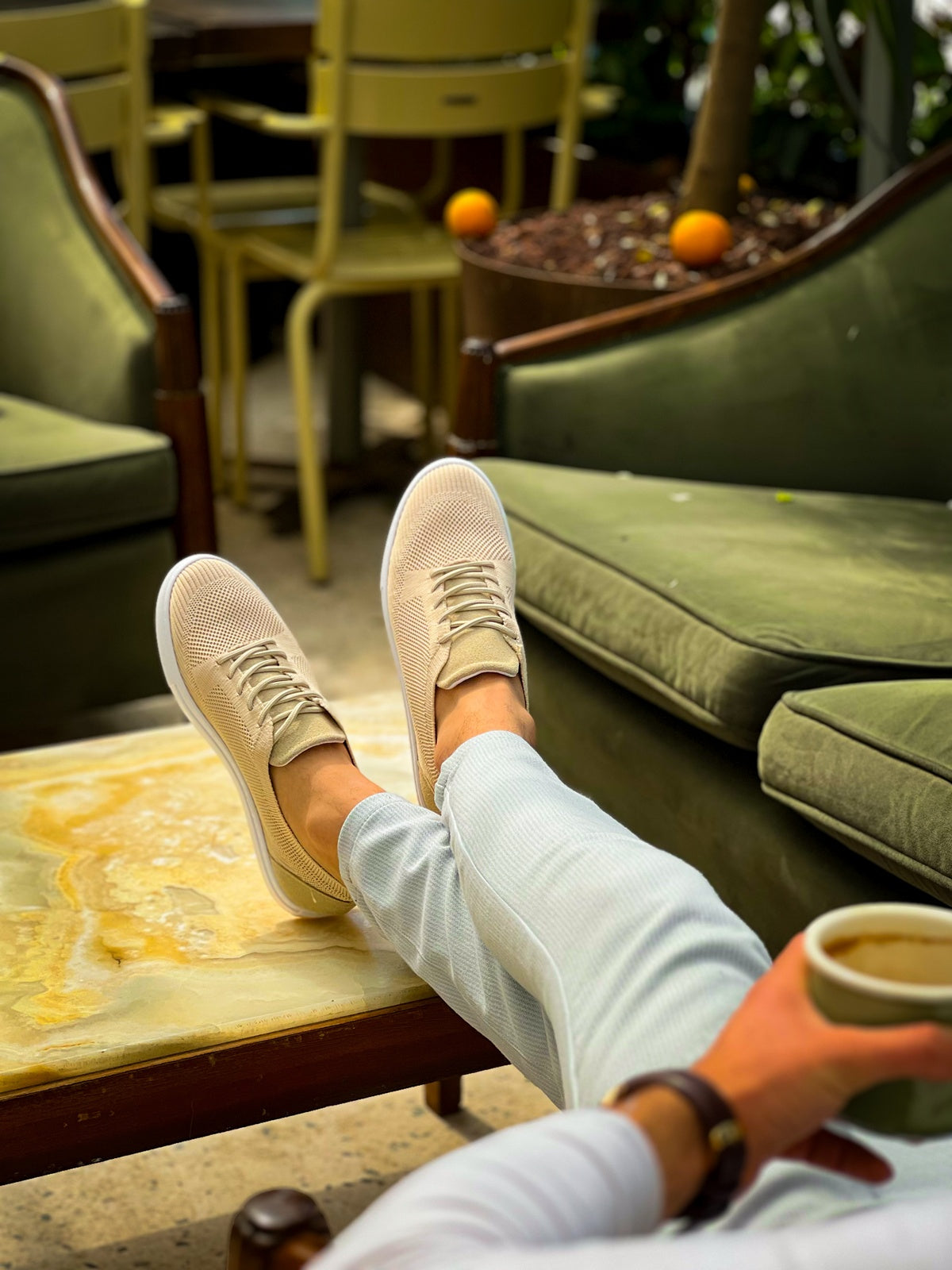 KB-101 Beige Knitted Lace-Up Casual Men's Shoes - STREETMODE ™