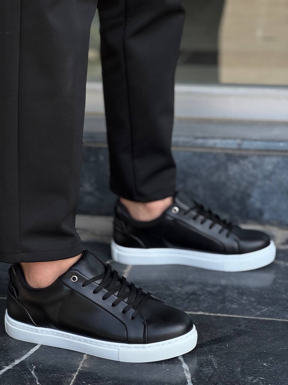 KB-BX1 Black Skin High White Sole Casual Men's Shoes - STREETMODE ™