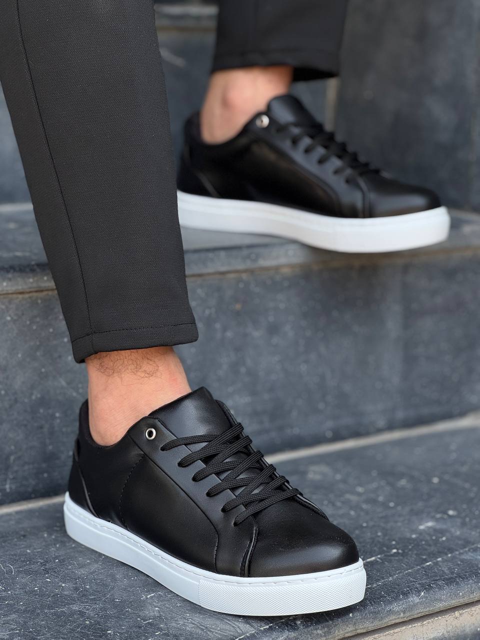 KB-BX1 Black Skin High White Sole Casual Men's Shoes - STREETMODE ™