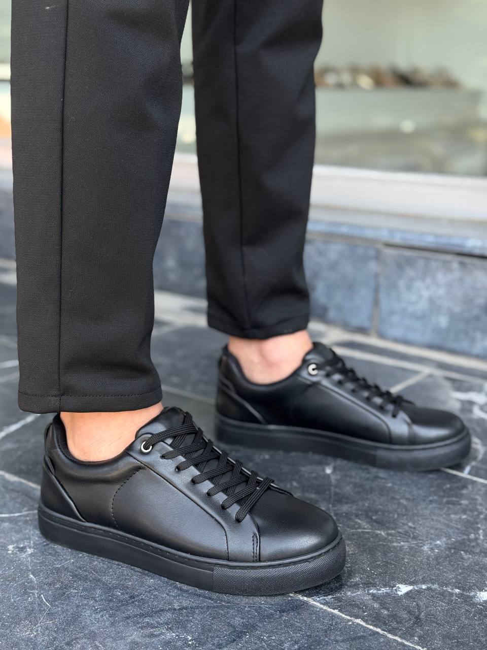 KB-BX1 Black Skin High Black Sole Casual Men's Shoes - STREETMODE ™