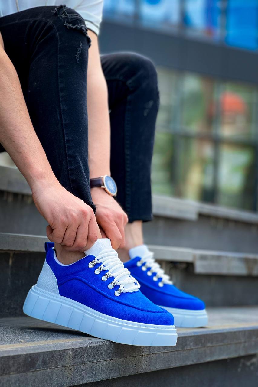 KB-X10 Sax Suede White High Sole Casual Sneakers