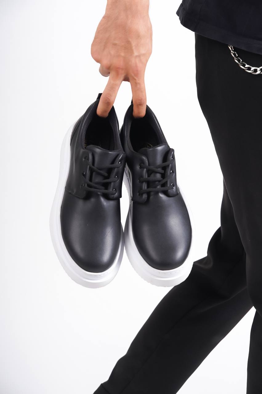 KB-X3 Black Leather Laced Casual Men's Shoes - STREETMODE ™