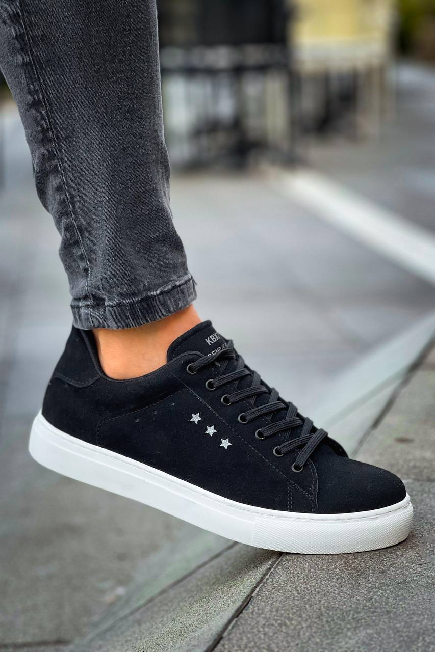 KB-X7 Black Suede High White Sole Lace-Up Casual Men's Shoes - STREETMODE ™