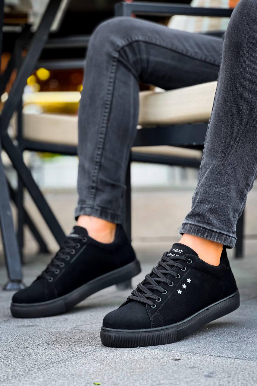 KB-X7 Black Suede High Black Sole Lace-Up Casual Men's Shoes - STREETMODE ™