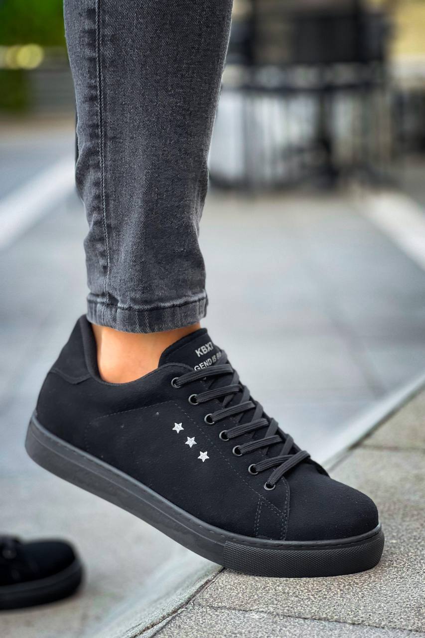 KB-X7 Black Suede High Black Sole Lace-Up Casual Men's Shoes - STREETMODE ™