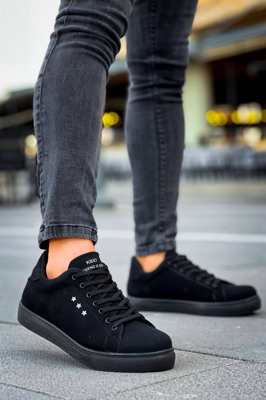 KB-X7 Black Suede High Black Sole Lace-Up Casual Men's Shoes - STREETMODE ™