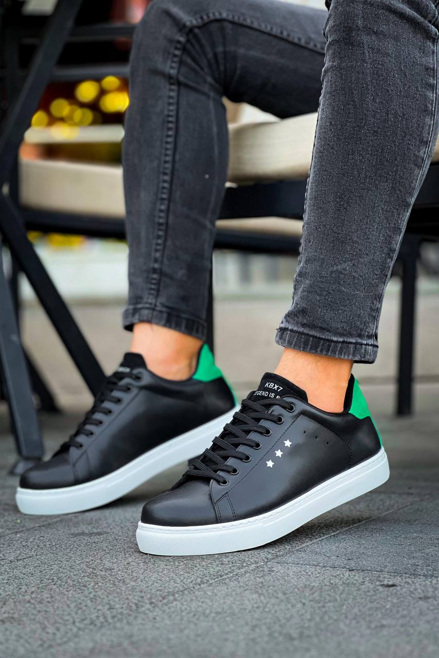 KB-X7 Black Green High White Sole Lace-Up Casual Men's Shoes - STREETMODE ™