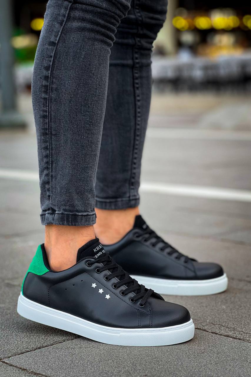 KB-X7 Black Green High White Sole Lace-Up Casual Men's Shoes - STREETMODE ™