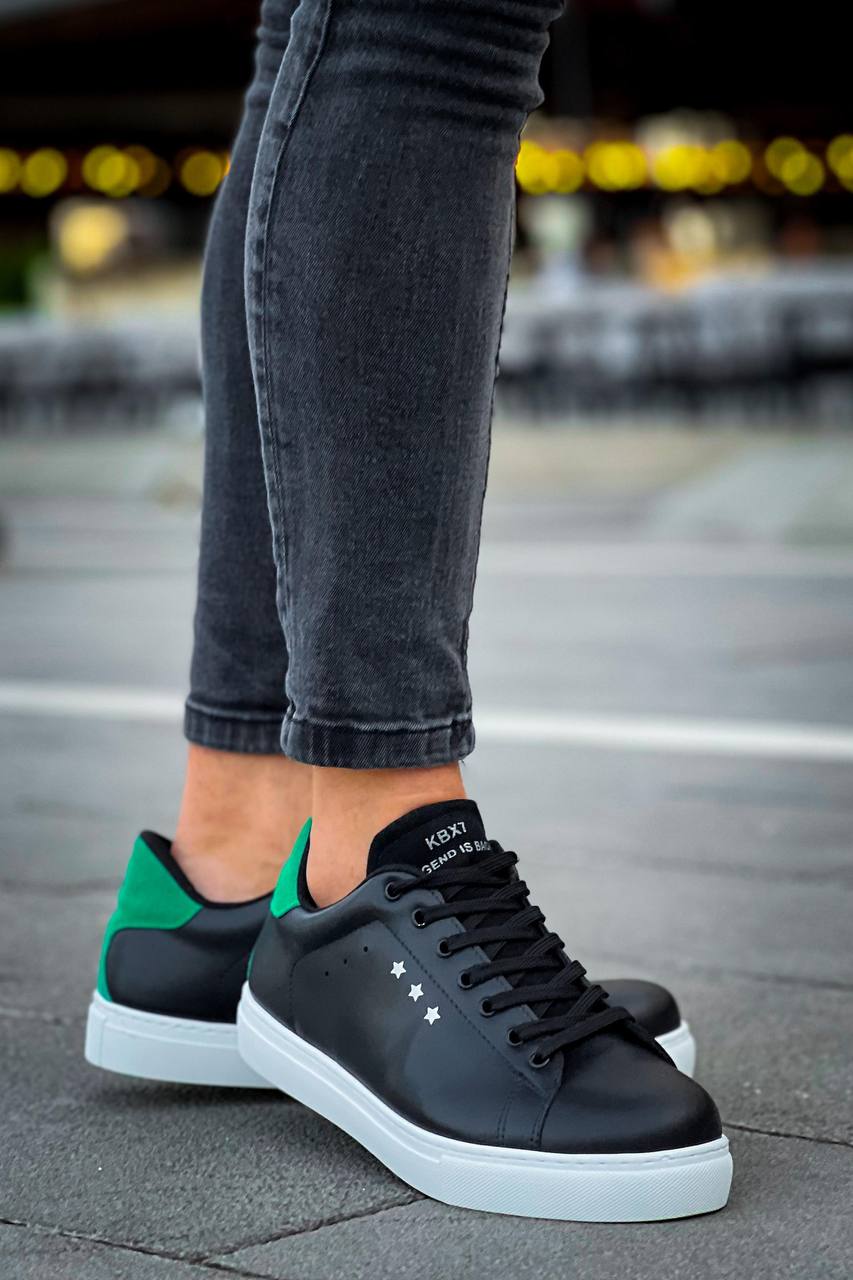 KB-X7 Black Green High White Sole Lace-Up Casual Men's Shoes - STREETMODE ™