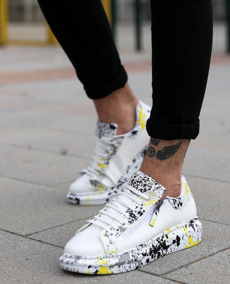 KB02 Crocodile White Yellow Men's Sneakers Shoes - STREETMODE ™