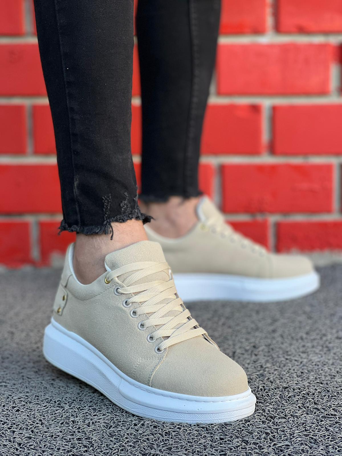 KB047 Beige Suede Casual Men's sneakers Shoes - STREETMODE ™