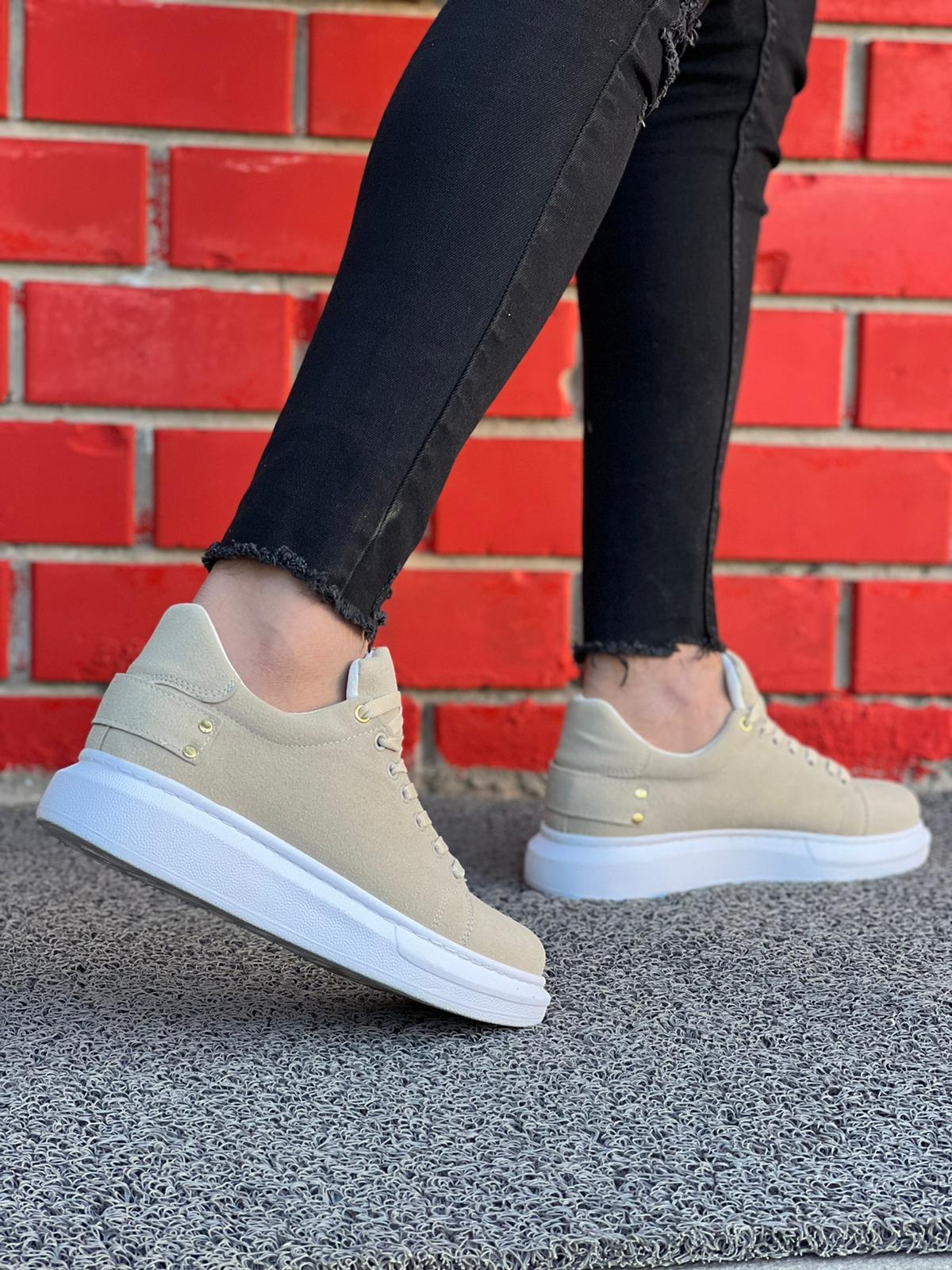 KB047 Beige Suede Casual Men's sneakers Shoes - STREETMODE ™