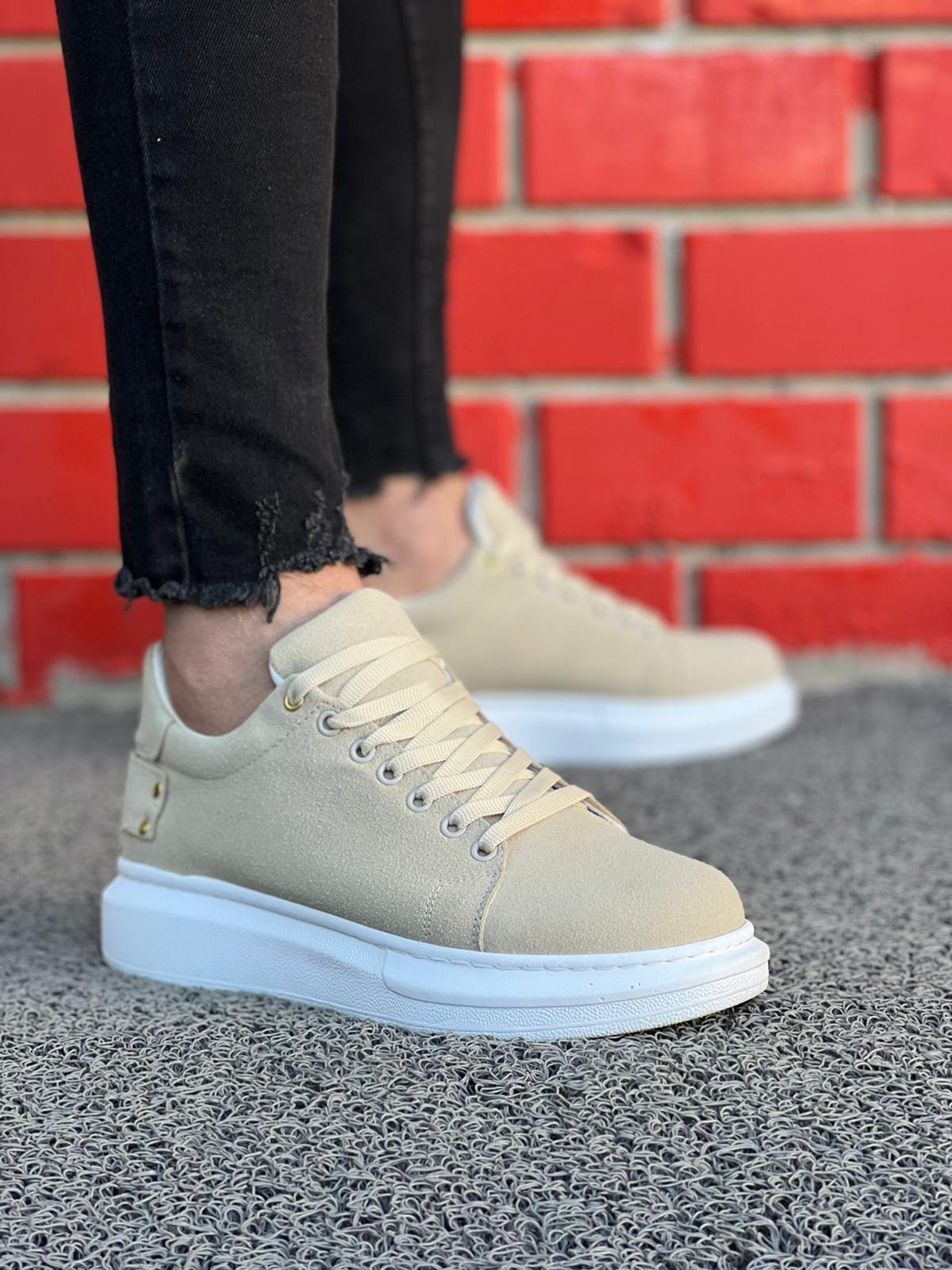 KB047 Beige Suede Casual Men's sneakers Shoes - STREETMODE ™