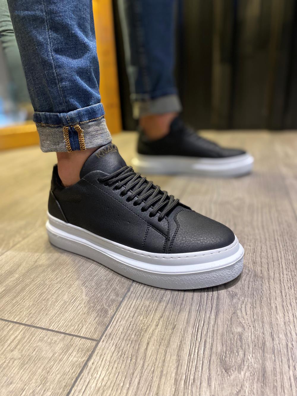 STM Men's Casual Sneakers Shoes 421 Black (White Sole) - STREETMODE ™