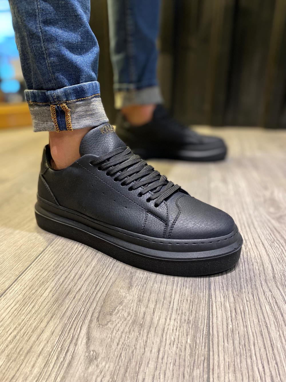 STM Men's Casual Sneakers Shoes 421 Black (Black Sole) - STREETMODE ™