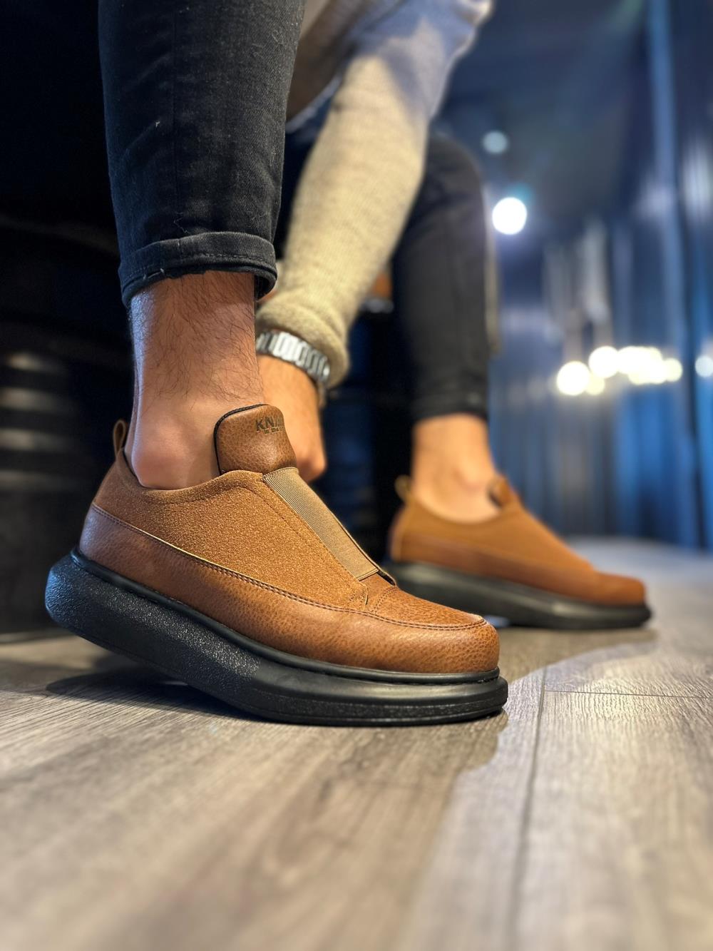 Men's Sneakers Shoes 911 Brown (Black Sole) - STREETMODE ™