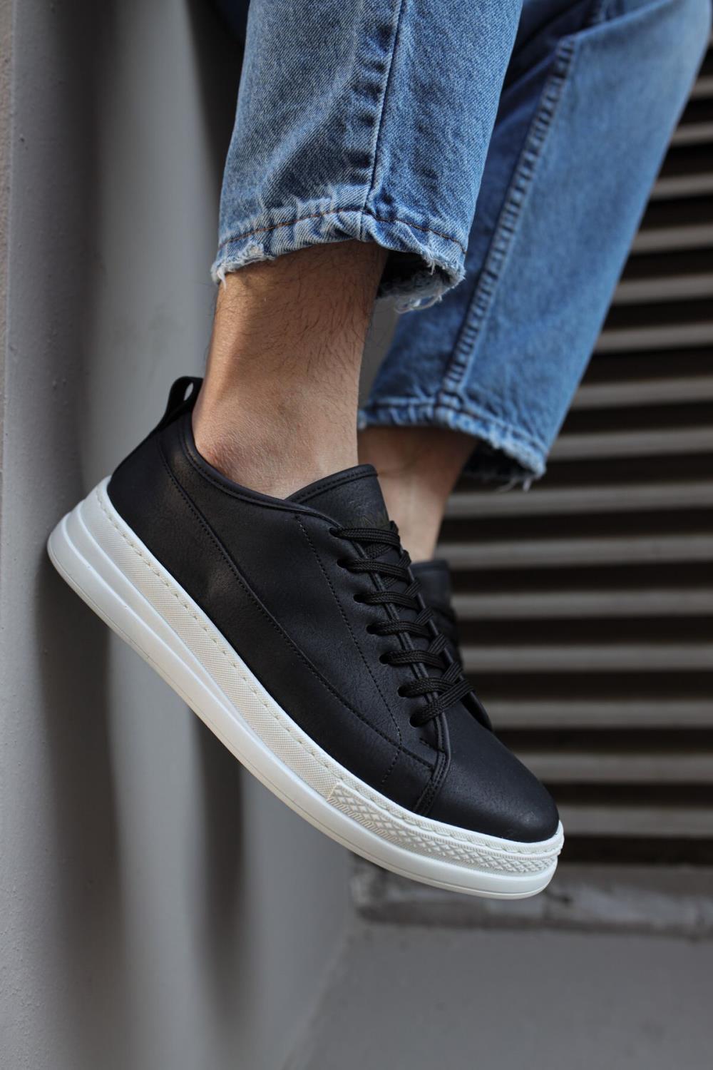 Knack Sneakers Shoes 010 Black (White Sole) - STREETMODE ™