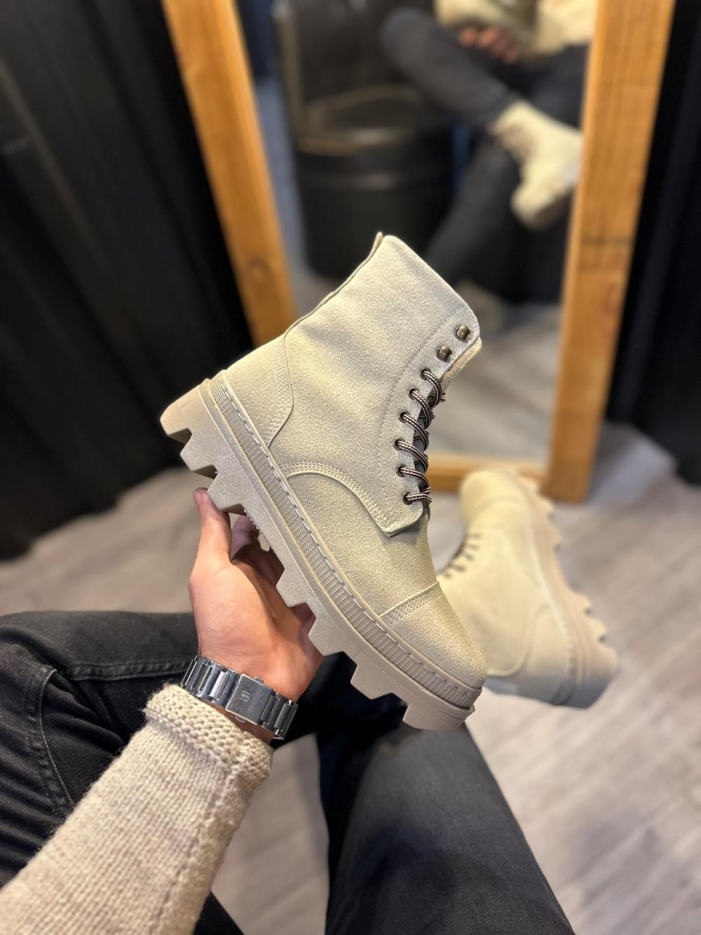 Men's High Sole Shoes B-023 Mink Suede - STREETMODE ™