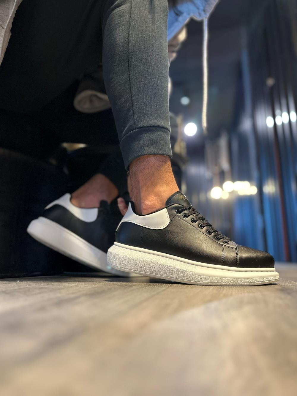 Men's High Sole Casual Shoes 043 Black - STREETMODE ™