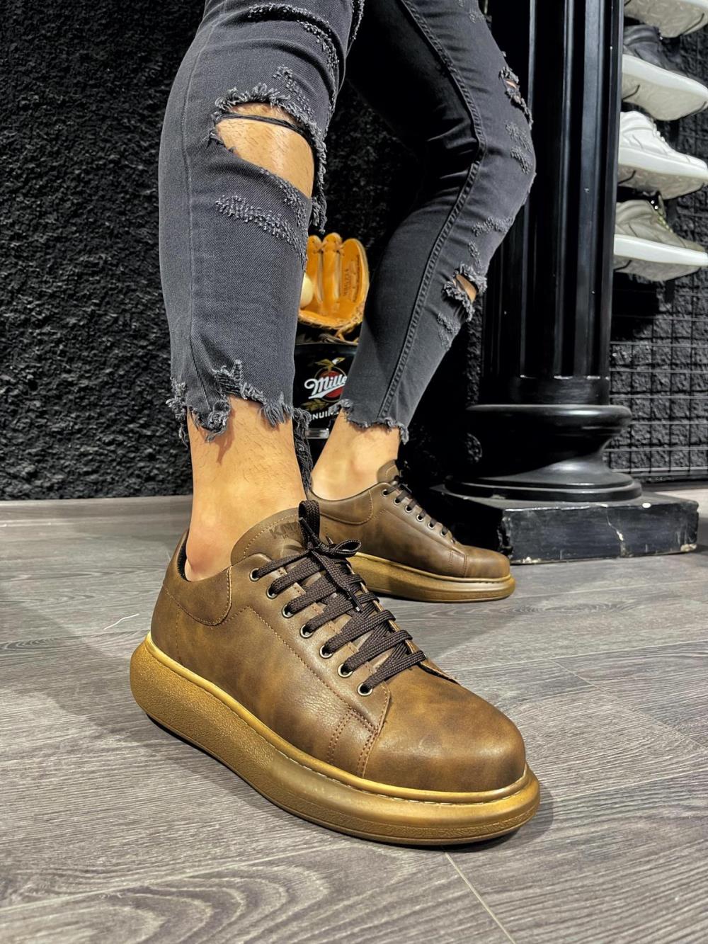 Knack High Sole Casual Shoes 044 Brown (Brown Sole) - STREETMODE ™