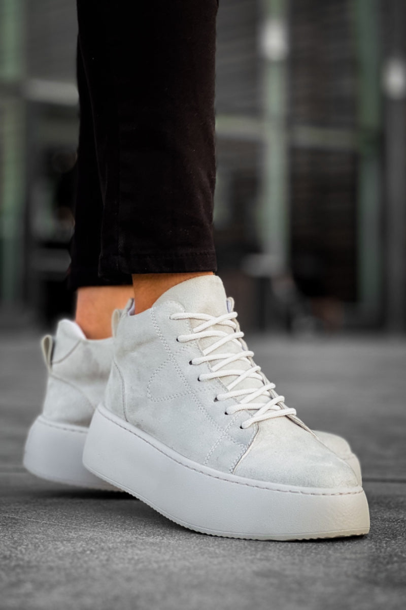 LE10 Laced Men's High Sole Imported Gray Suede Sports Boots - STREETMODE ™