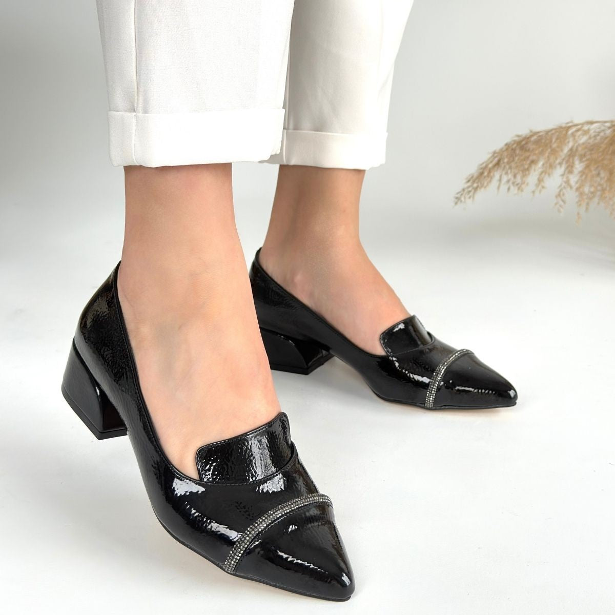 Women's Black Patent Leather High Heel Shoes - STREETMODE ™