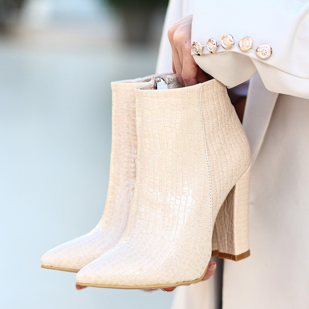 Women's Ten Patent Leather Patterned Heeled Boots - STREETMODE ™