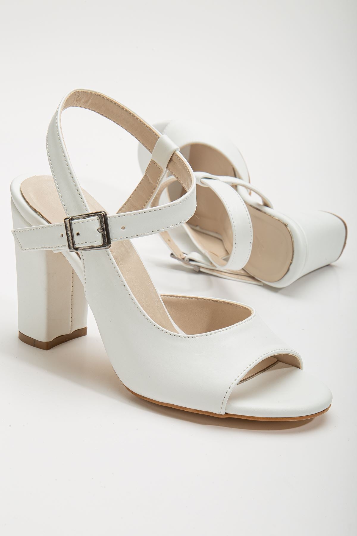 Lovisa Heeled White Skin Women's Shoes - STREETMODE ™