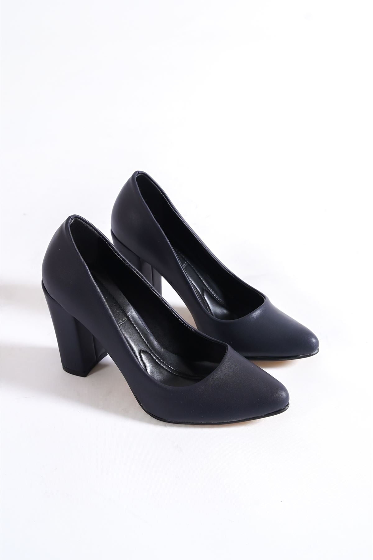 Women's Marry Navy Blue Skin Heeled Shoes - STREET MODE ™