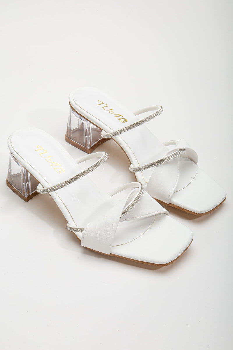 Women's Matty White Stone Skin Low Heel Shoes - STREETMODE ™