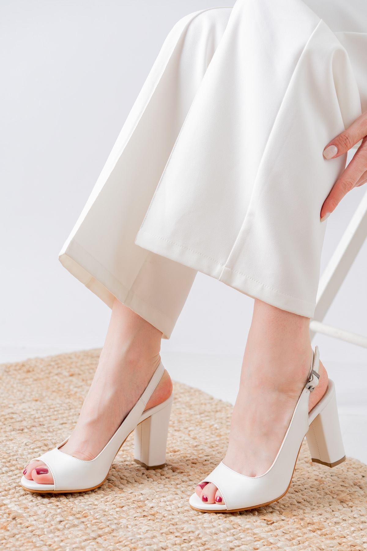 Meira White Skin Detail Low Heel Women's Shoes - STREETMODE ™