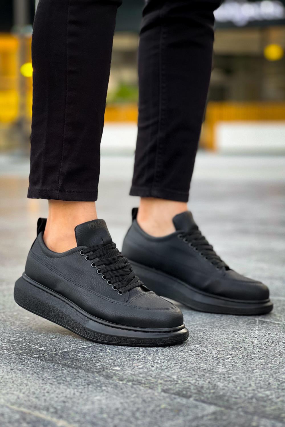 Men's Casual Sneakers Shoes 814 Black (Black Sole) - STREETMODE ™