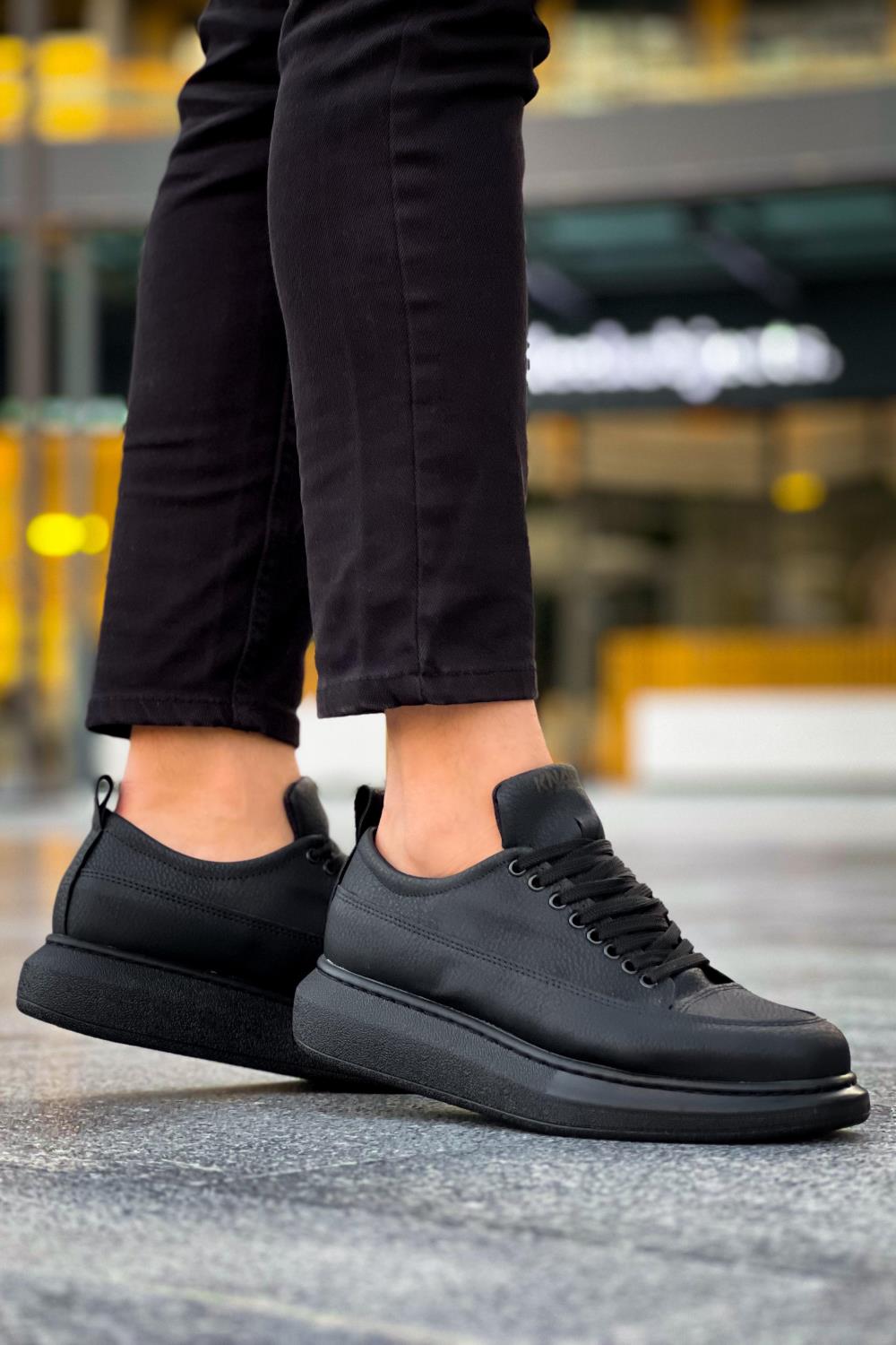 Men's Casual Sneakers Shoes 814 Black (Black Sole) - STREETMODE ™