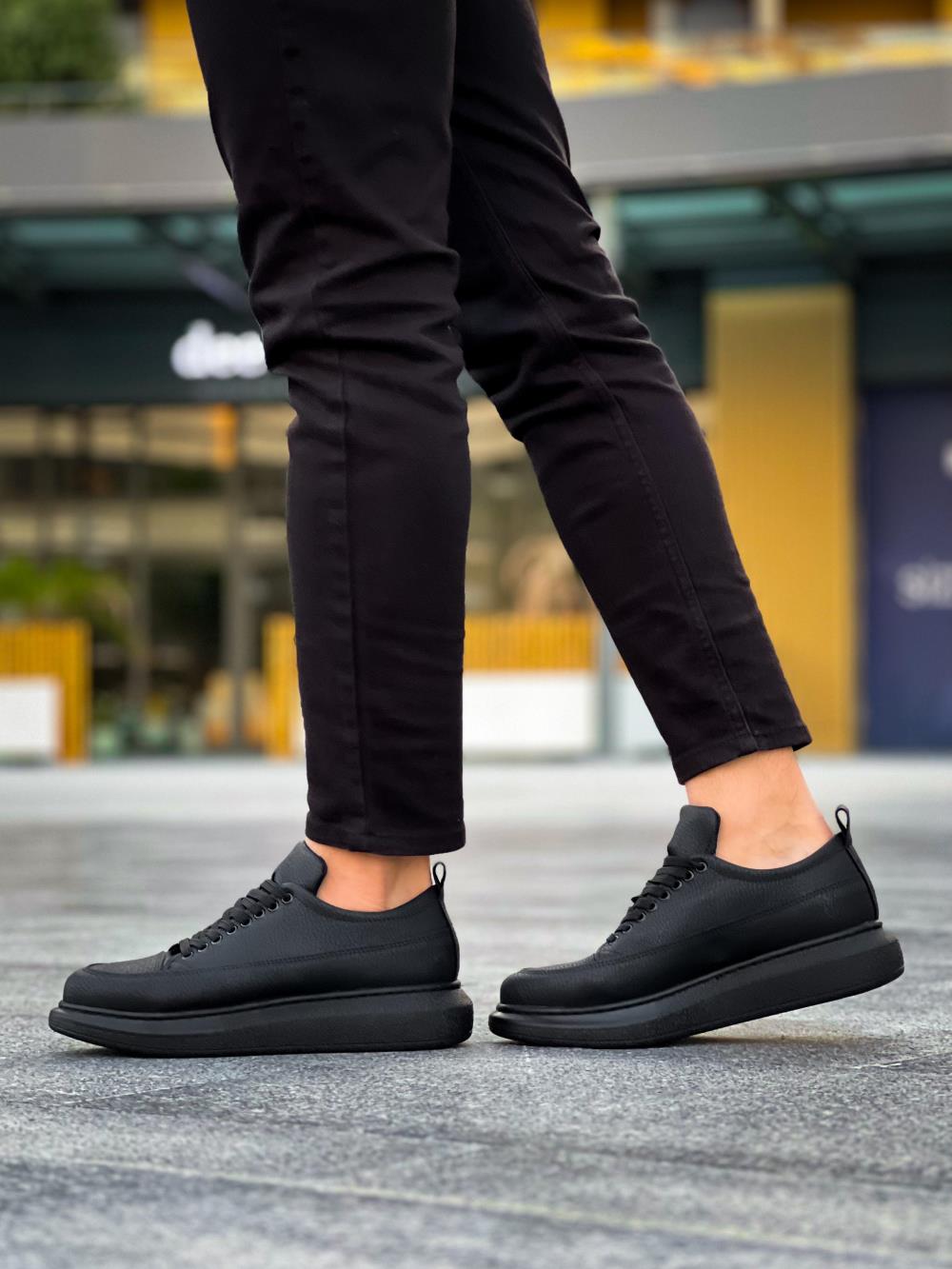 Men's Casual Sneakers Shoes 814 Black (Black Sole) - STREETMODE ™