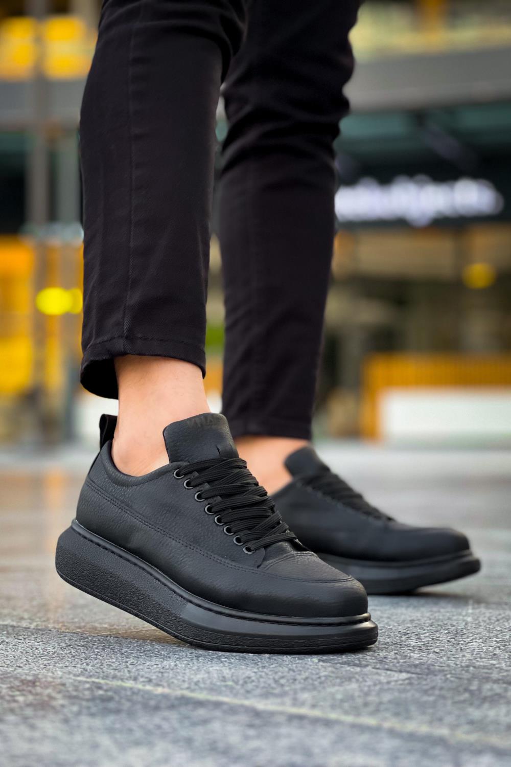 Men's Casual Sneakers Shoes 814 Black (Black Sole) - STREETMODE ™