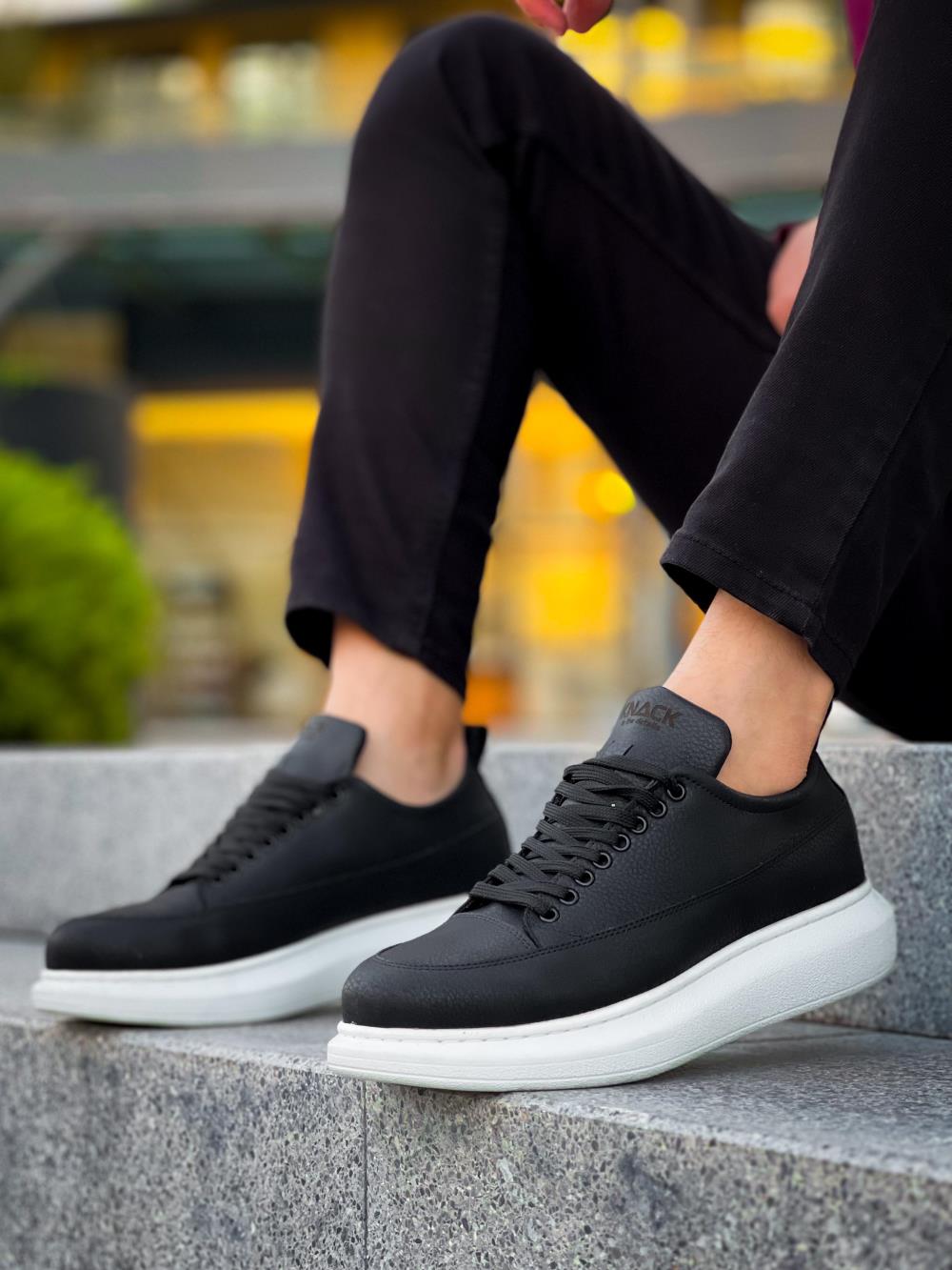 Men's Casual Sneakers Shoes 814 Black (White Sole) - STREETMODE ™