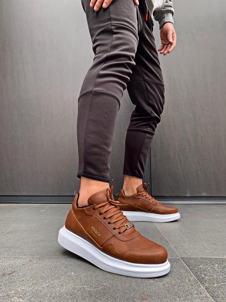 Men's High Sole Casual Shoes 040 Brown - STREETMODE ™