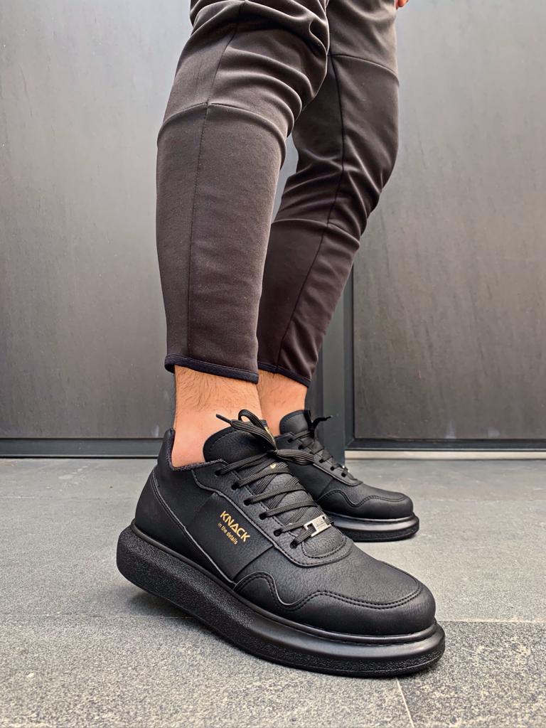 Men's High Sole Casual Shoes 040 Full Black - STREETMODE ™