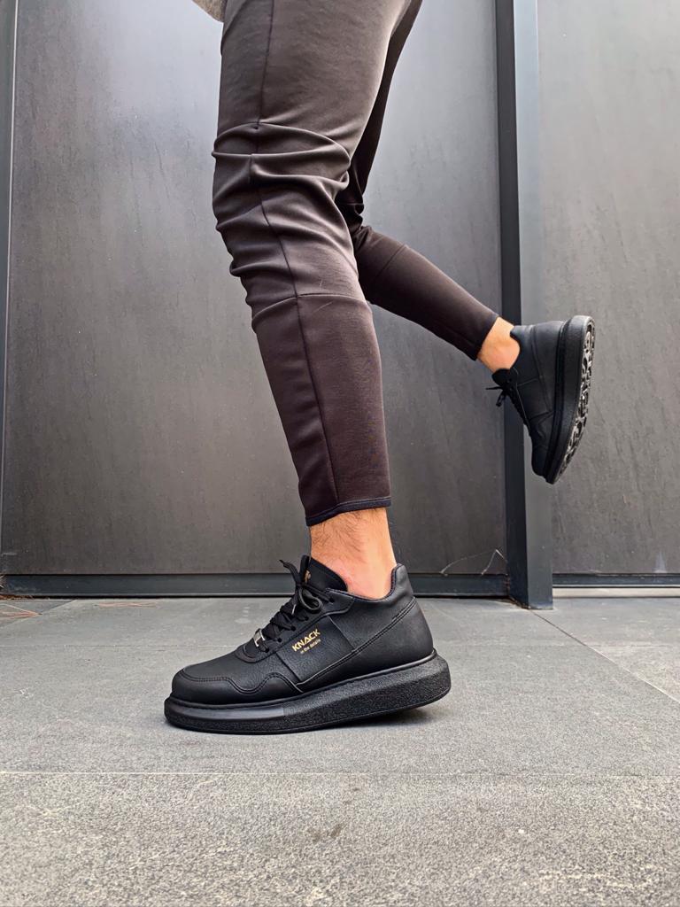 Men's High Sole Casual Shoes 040 Full Black - STREETMODE ™