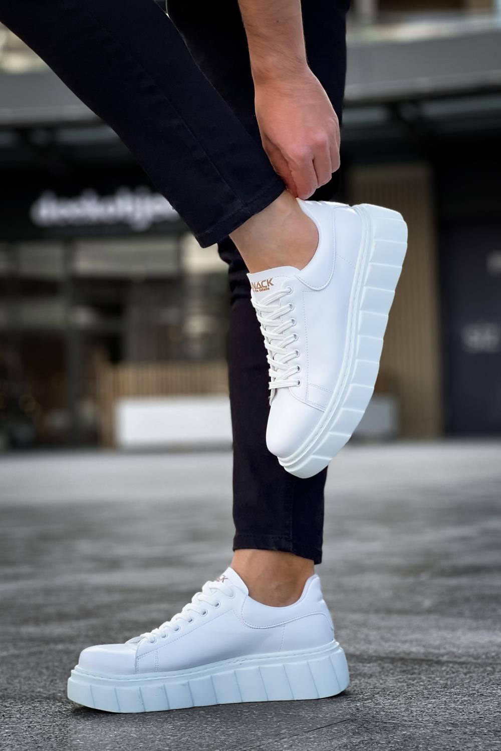 Men's High Sole Casual Shoes 144 White - STREETMODE ™