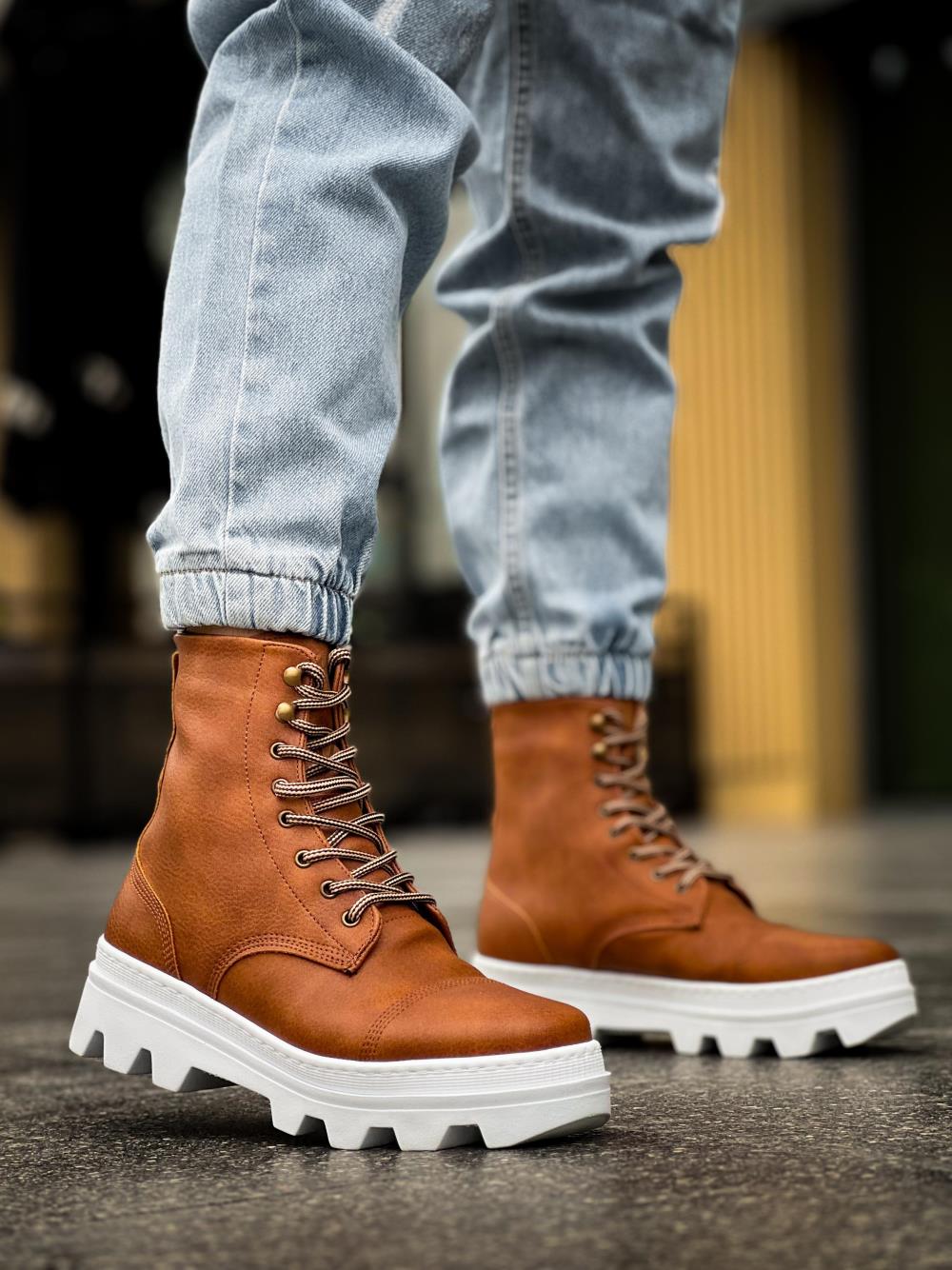 Men's High Sole Shoes B-023 Brown - STREETMODE ™