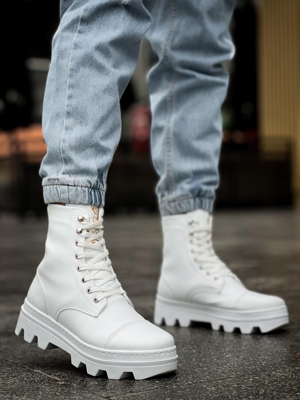 Men's High Sole Shoes B-023 White - STREETMODE ™