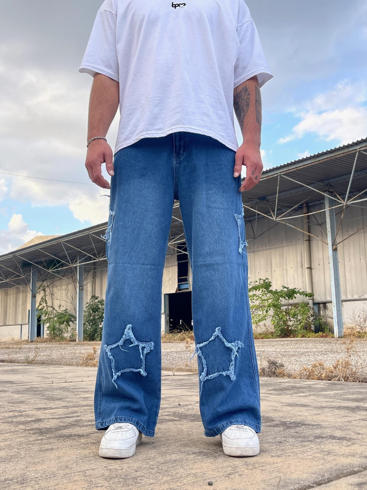 Men's Premium Baggy Starry Patch Jeans - STREETMODE ™