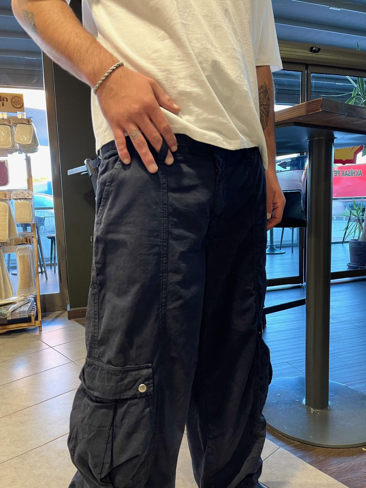 Men's Premium Big Pocket Navy Baggy Cargo Pants - STREETMODE ™