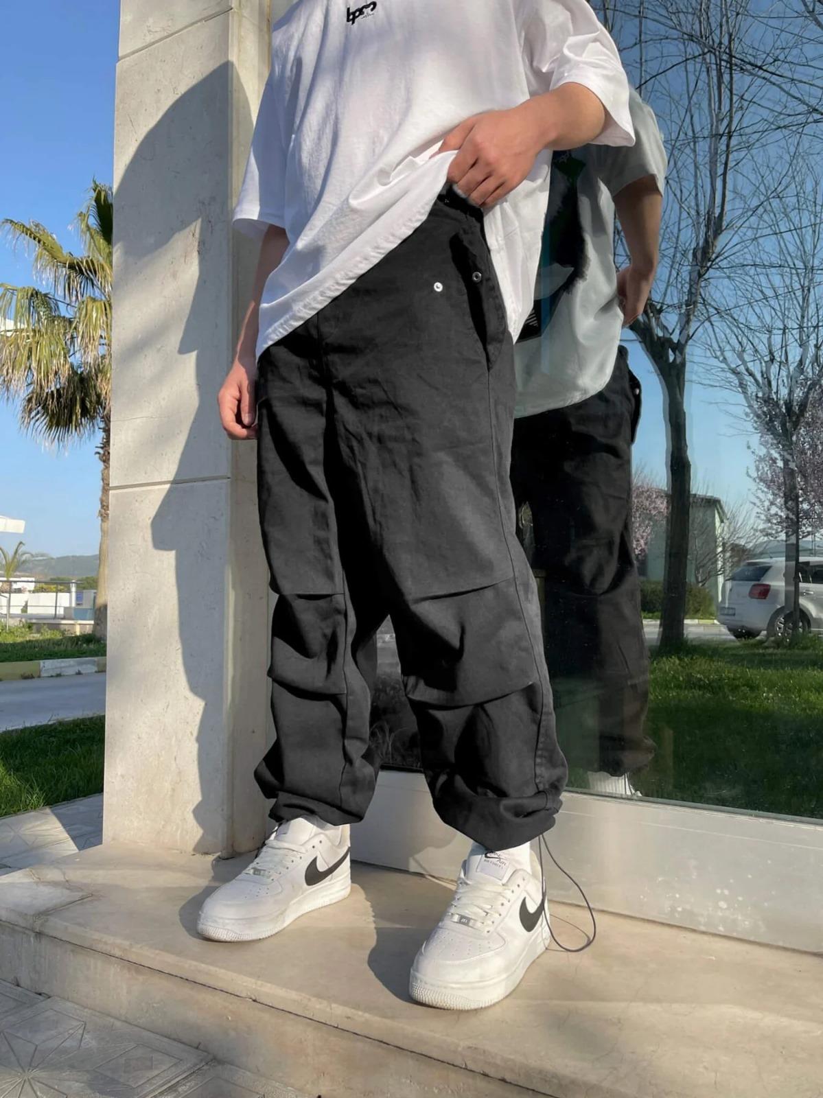 Men's Premium Parachute Utililty Unisex Trousers Gray - STREETMODE ™
