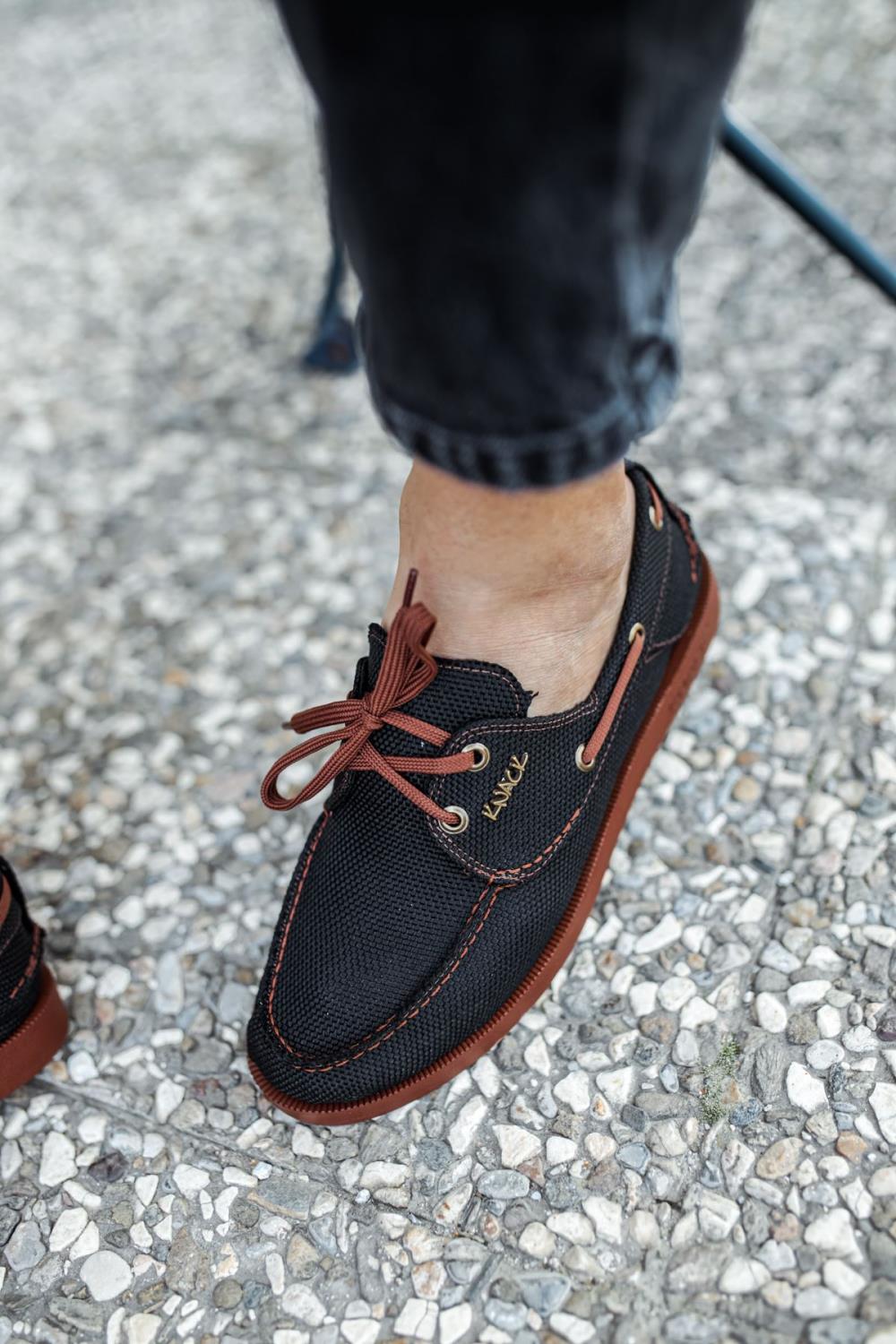 Men's Seasonal Linen Shoes 008 Black (Brown Sole) - STREETMODE ™