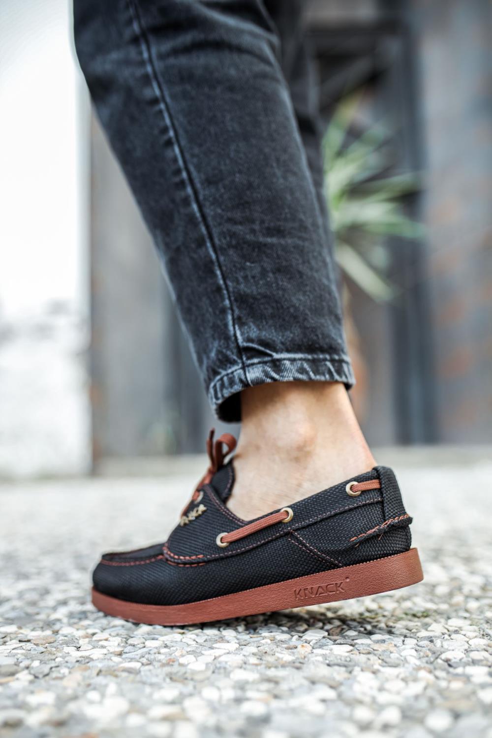 Men's Seasonal Linen Shoes 008 Black (Brown Sole) - STREETMODE ™