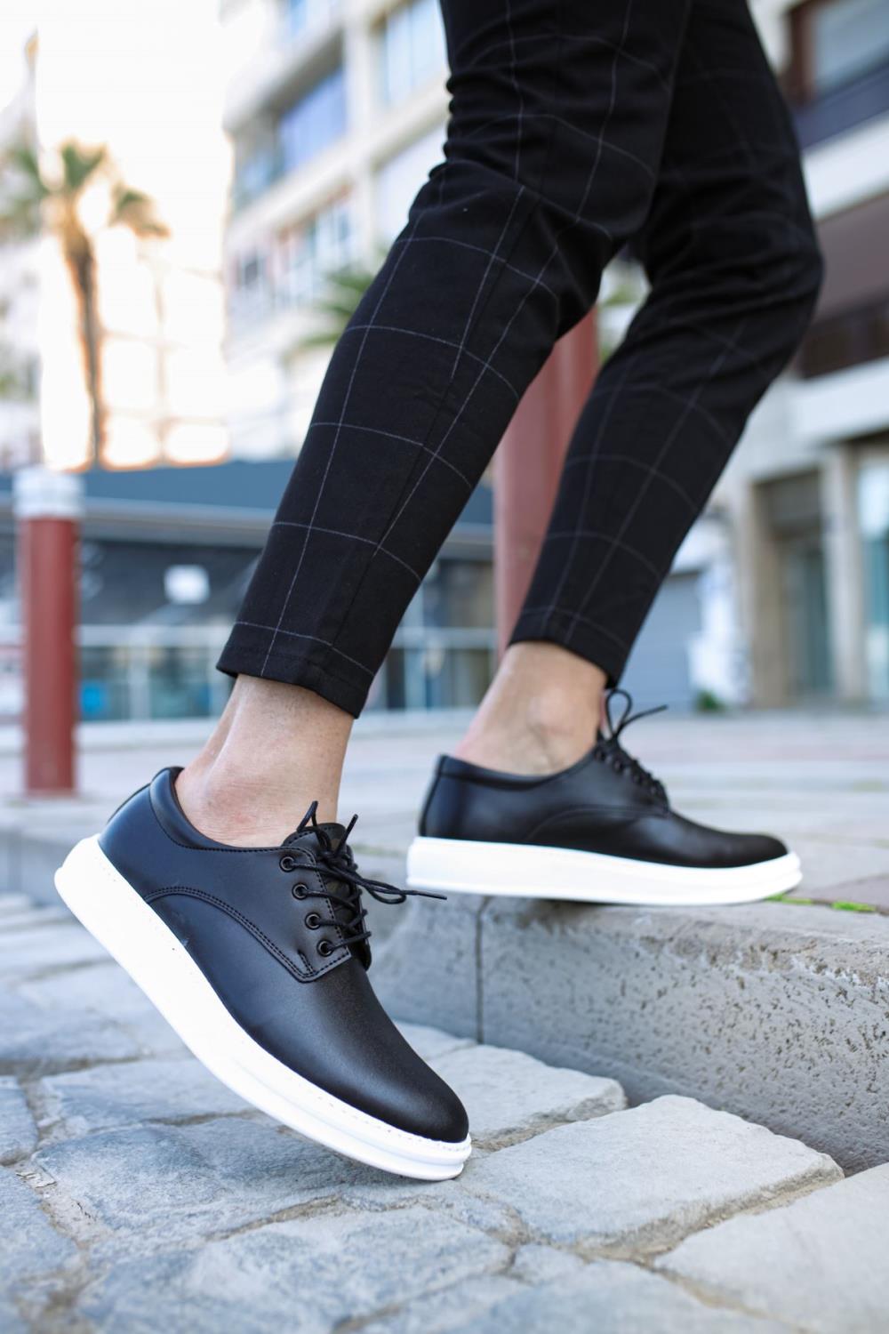 Men's Sneaker Classic Men's Shoes 001 Black (White Sole) - STREETMODE ™