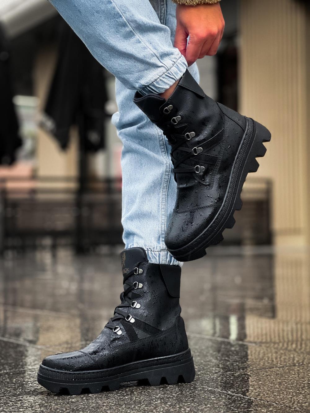 Men's Sports Boots B14 Black (Black Sole) - STREETMODE ™