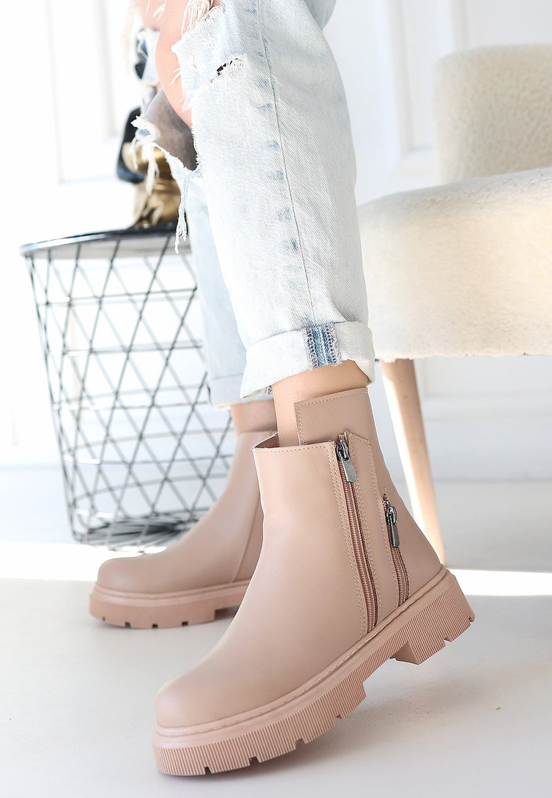 Women's Nude Skin Zipper Accessory Boots - STREETMODE ™